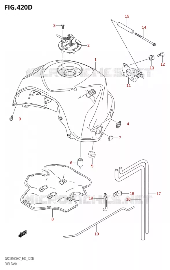 RESERVOIR D'ESSENCE:K8:(E02,E19,E51)) Suzuki MOTO 1000 GSX-R 2008  GSX-R1000 K8 (P37)