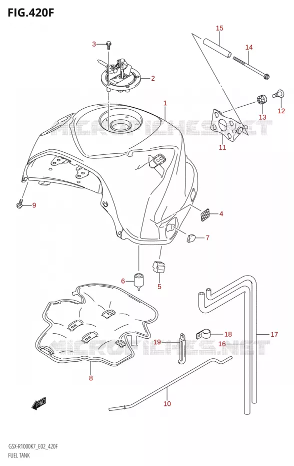 RESERVOIR D'ESSENCE:K8:(E24,P37)) Suzuki MOTO 1000 GSX-R 2008  GSX-R1000 K8 (P37)