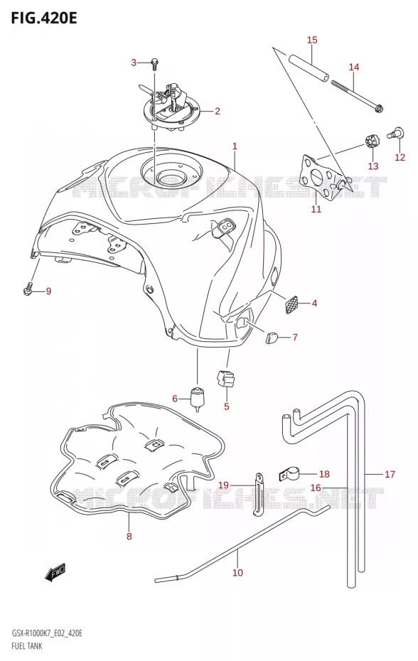 RESERVOIR D'ESSENCEU2:K8:E19) Suzuki MOTO 1000 GSX-R 2008  GSX-R1000 K8 (E19)