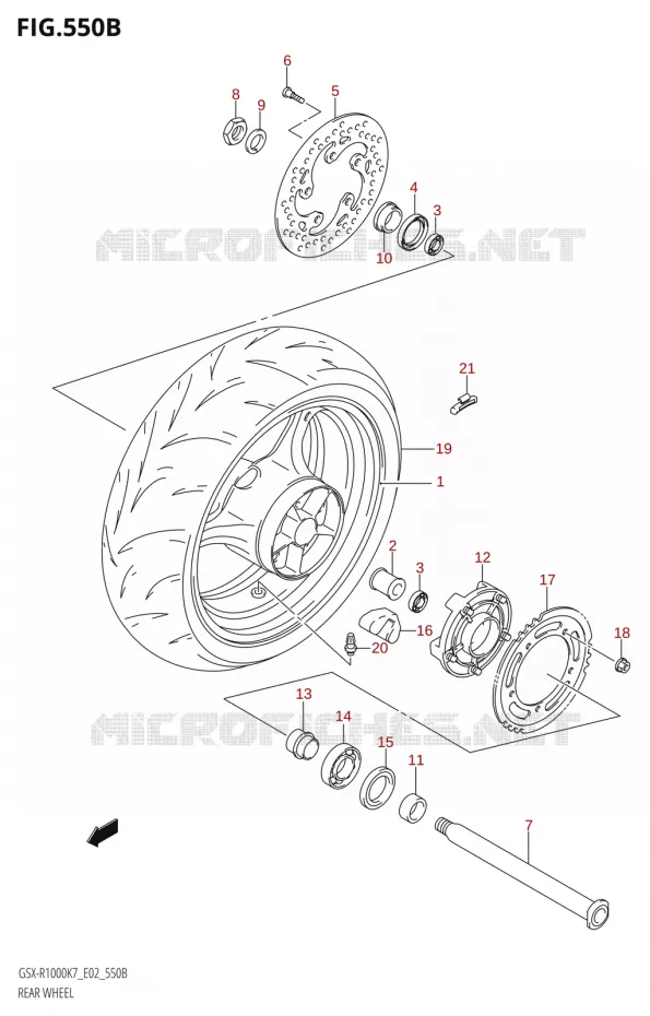 ROUE ARRIERE8) Suzuki MOTO 1000 GSX-R 2008  GSX-R1000 K8 (E19)