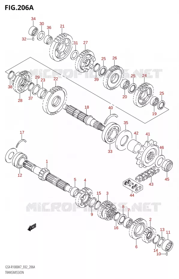 TRANSMISSION Suzuki MOTO 1000 GSX-R 2008  GSX-R1000 K8 (E02)