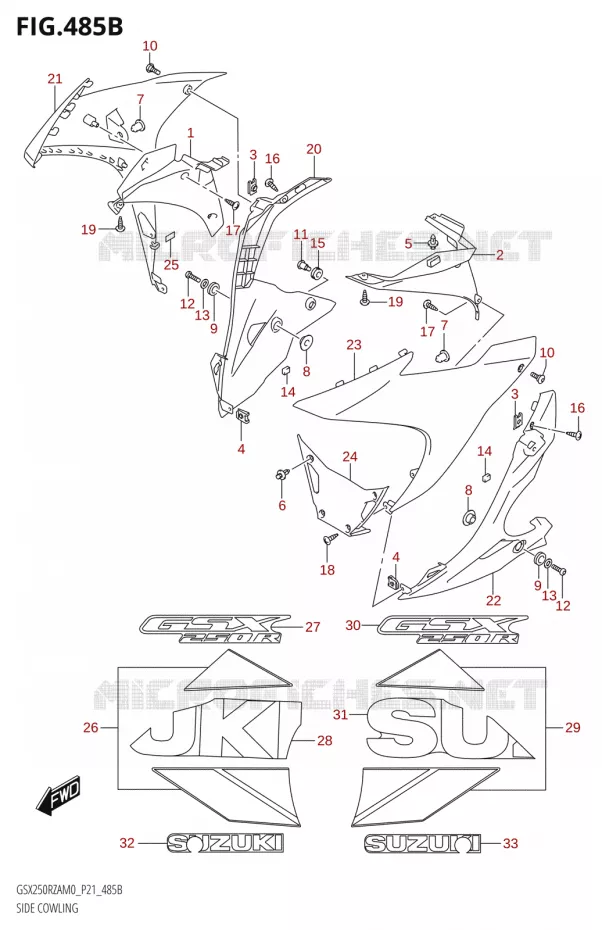 FLANCS DE CARENAGESW) Suzuki MOTO 250 GSX-R 2020  GSX250RZA M0 P21