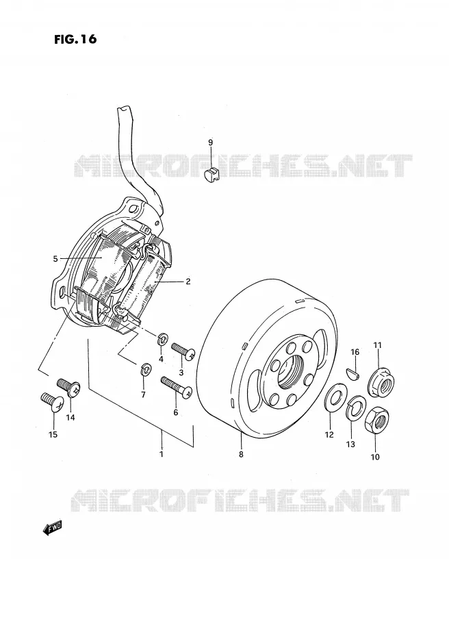 ALLUMAGE ROTOR - STATOR (MODELE D/H/L/M E15) Suzuki MOTO 50 PV 1994  PV50R(E15)