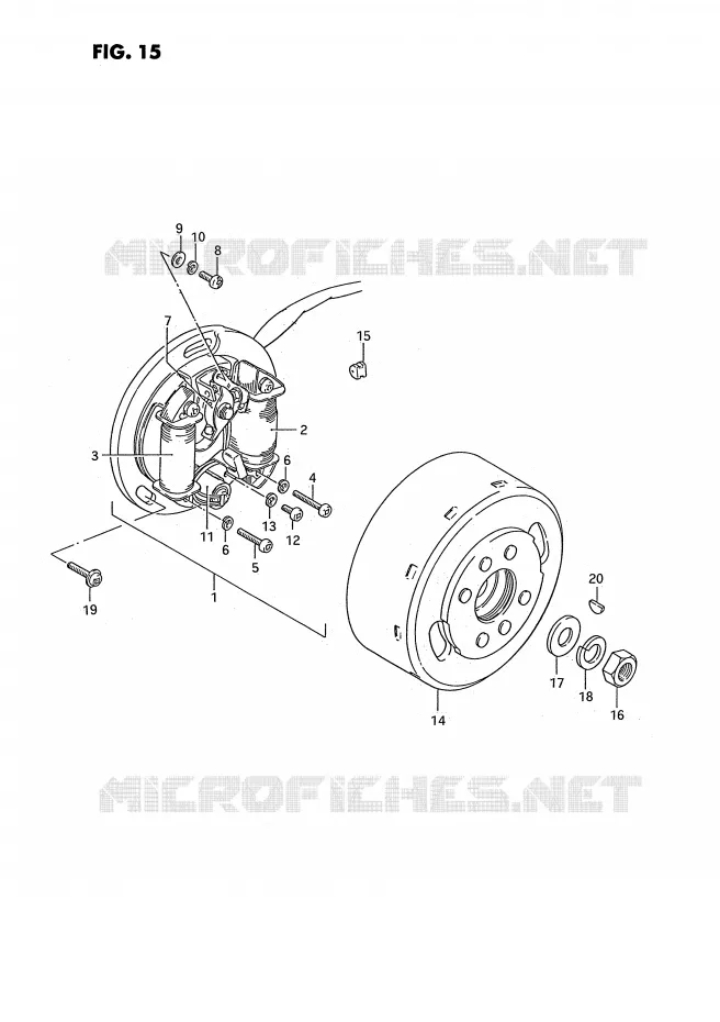 ALLUMAGE ROTOR - STATOR (MODELE X E15, MODELE D/H/L/M E43) Suzuki MOTO 50 PV 1990  PV50L(E15)