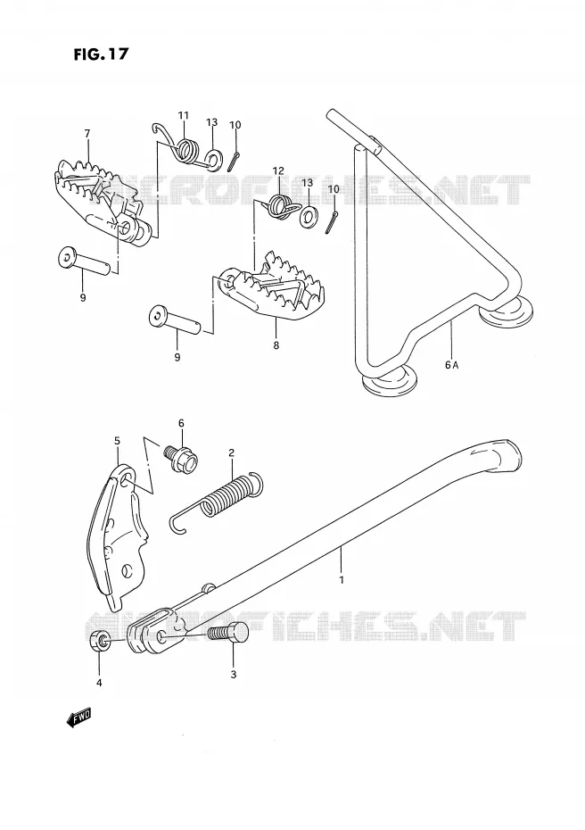 BEQUILLE - REPOSE PIED Suzuki MOTO 125 RM 1993  RM125P(E2)