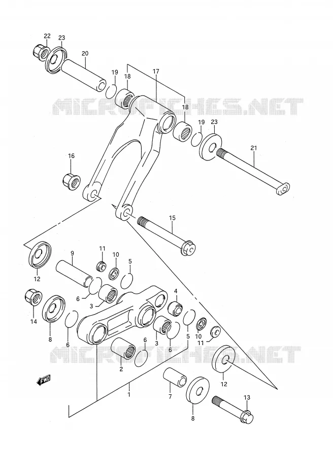 BIELLETTE D'AMORTISSEUR (MODELE N) Suzuki MOTO 250 RM 1992  RM250N(E28)