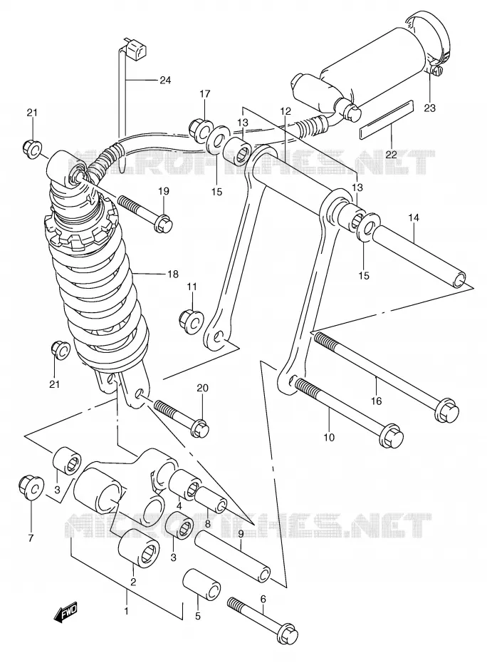 BIELLETTE D'AMORTISSEUR (MODELE P/R/T) Suzuki MOTO 250 RG 1993  RGV250P(E24)