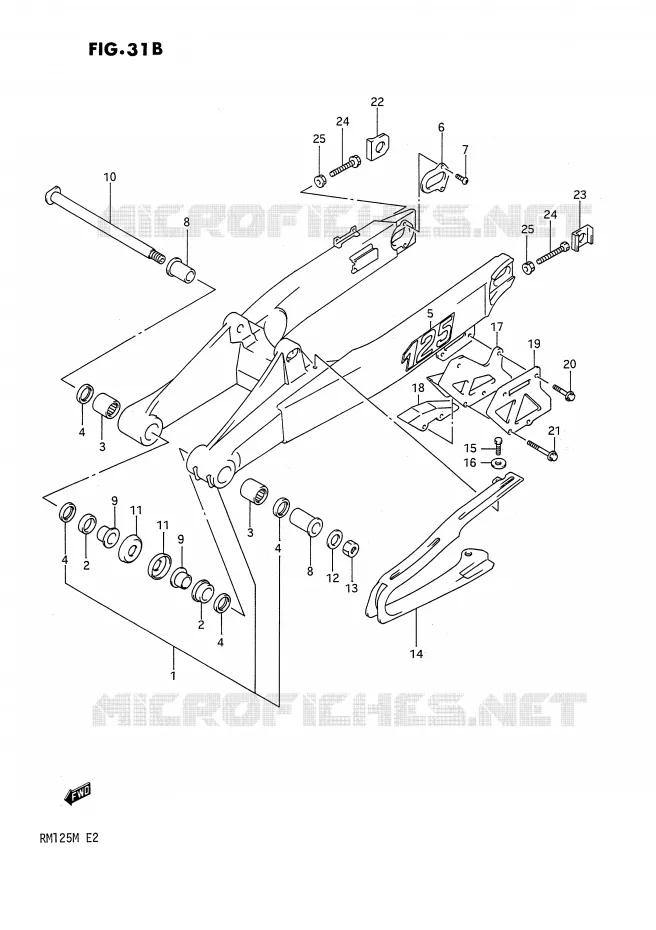 BRAS OSCILLANT ARRIERE (MODELE M) Suzuki MOTO 125 RM 1990  RM125L(E2)