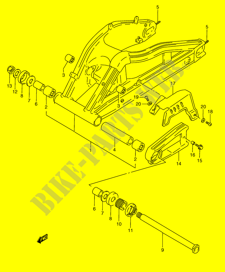 BRAS OSCILLANT ARRIERE (MODELE N) pour Suzuki RG 250 1991