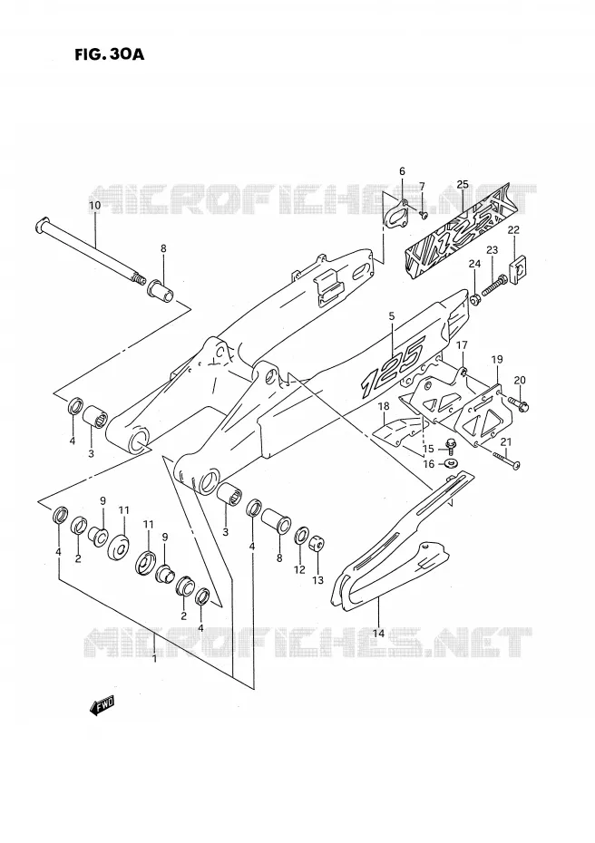 BRAS OSCILLANT ARRIERE (MODELE P/R/S) Suzuki MOTO 125 RM 1992  RM125N(E3)