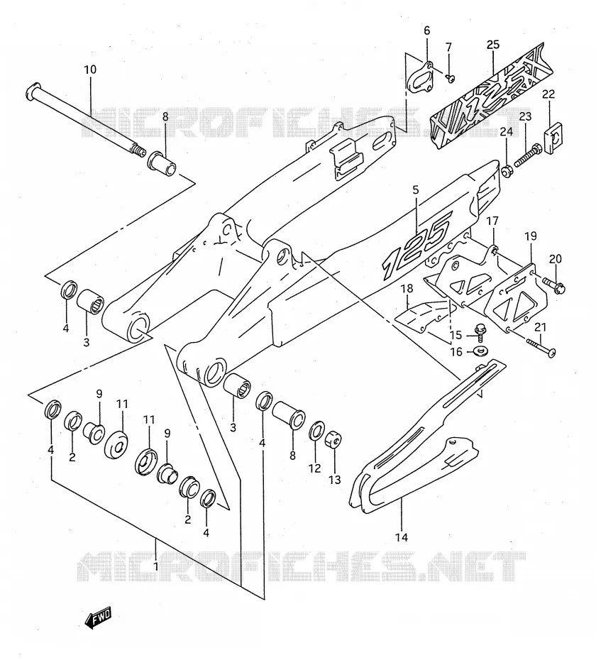 BRAS OSCILLANT ARRIERE (MODELE P/R/S) Suzuki MOTO 125 RM 1994  RM125R(E28)