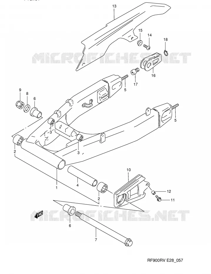 BRAS OSCILLANT ARRIERE (MODELE R/S) Suzuki MOTO 900 RF 1994  RF900RR(E28)