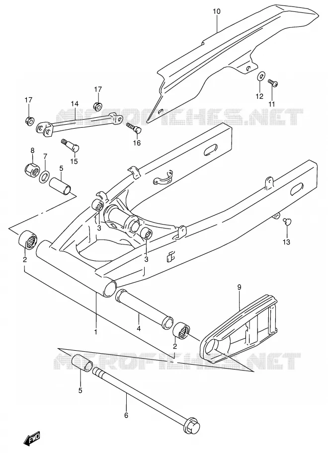 BRAS OSCILLANT ARRIERE (MODELE T/V) Suzuki MOTO 600 RF 1997  RF600RV(E2)
