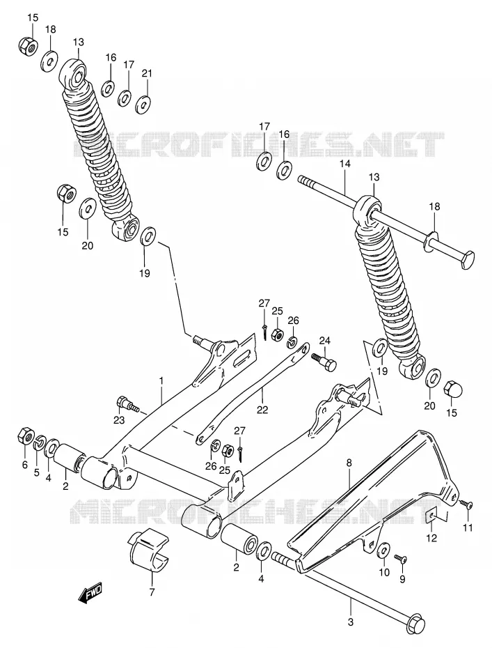 BRAS OSCILLANT ARRIERE Suzuki MOTO 50 PV 1998  PV50W(E15)