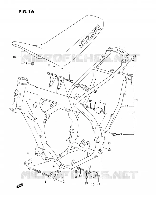 CADRE - SELLE (MODELE P) Suzuki MOTO 250 RM 1995  RM250S(E2)