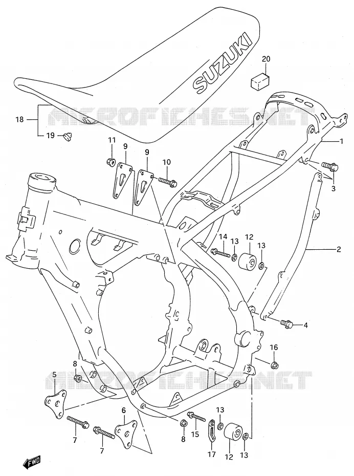CADRE - SELLE (MODELE R/S) Suzuki MOTO 250 RM 1993  RM250P(E28)