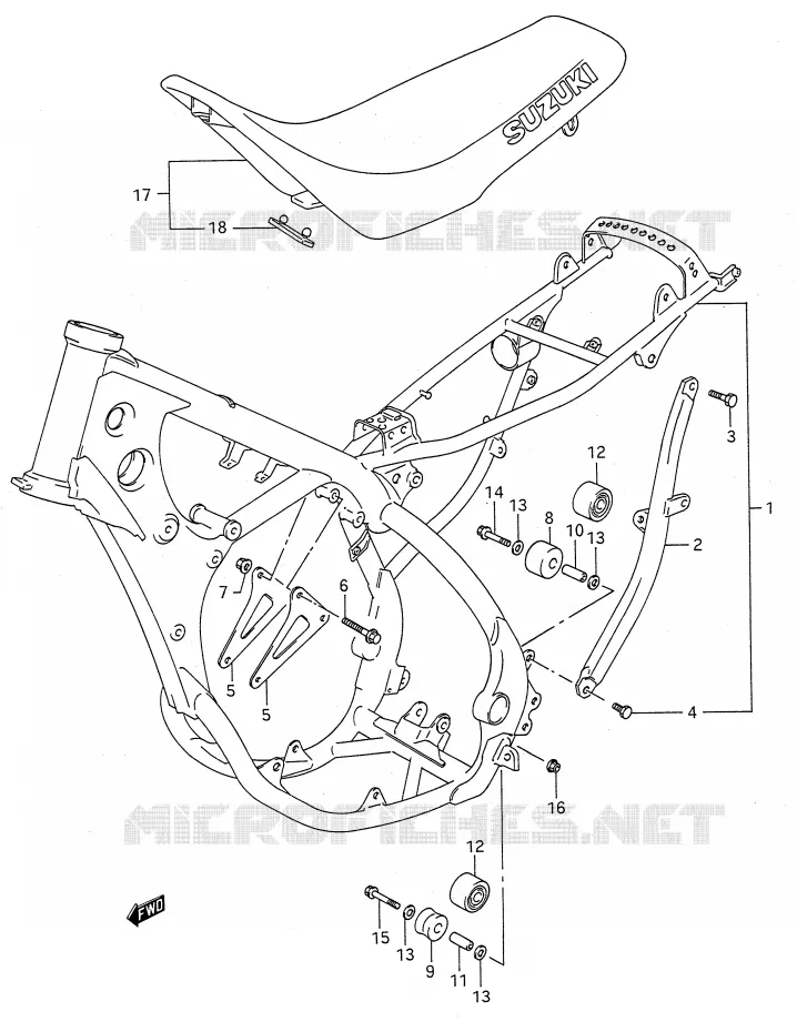 CADRE - SELLE Suzuki MOTO 125 RM 1991  RM125M(E28)