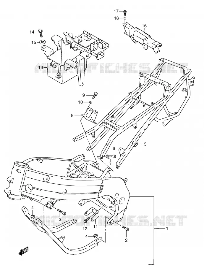 CADRE (MODELE N/P/R/T) Suzuki MOTO 250 RG 1994  RGV250R(E24)