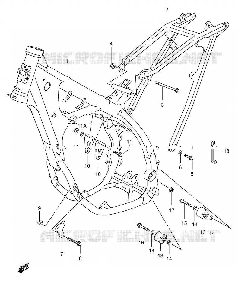 CADRE Suzuki MOTO 250 RM 1998  RM250W(E3/E28)