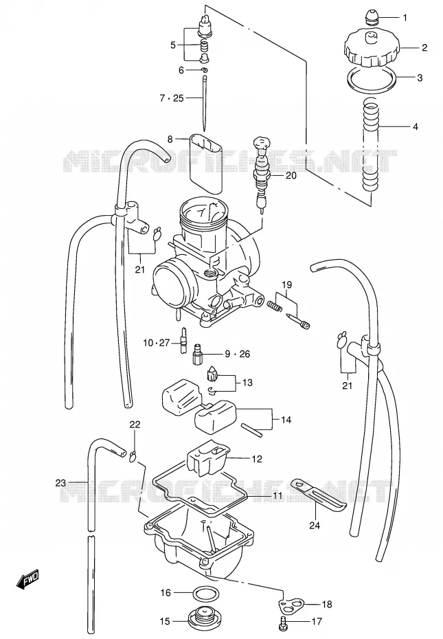 CARBURATEUR (MODELE T) Suzuki MOTO 250 RM 1998  RM250W(E3/E28)