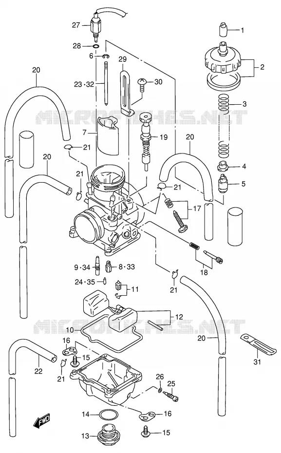 CARBURATEUR (MODELE X/Y) Suzuki MOTO 125 RM 1996  RM125T(E2)