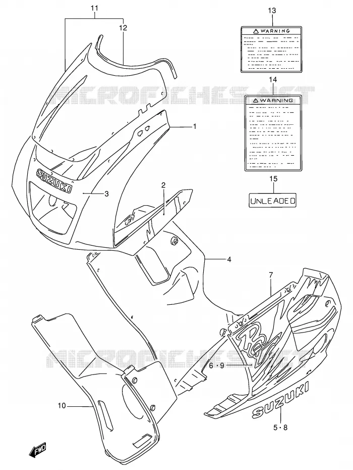 CARENAGES - ETIQUETTES (MODELE N 019) Suzuki MOTO 125 RG 1993  RG125FUP(E18)