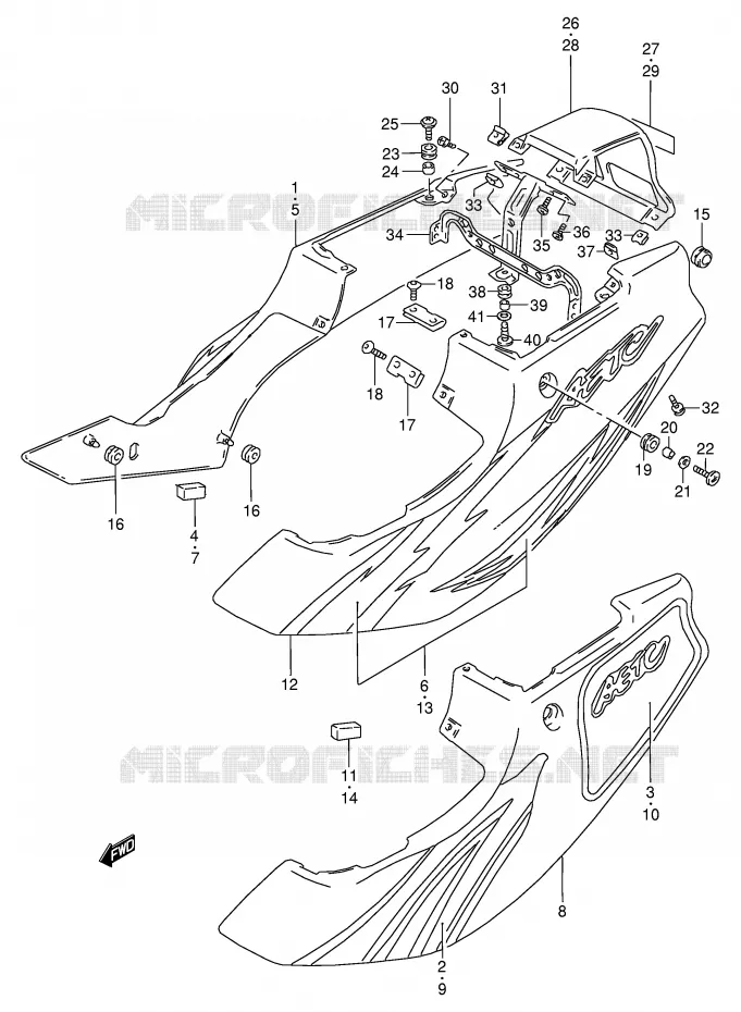 CARENAGES ARRIERE  (MODELE N) Suzuki MOTO 125 RG 1994  RG125FUR(E18)