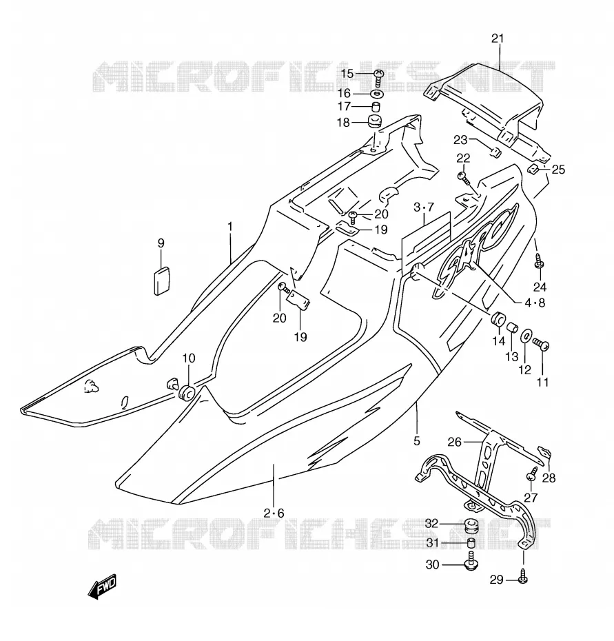 CARENAGES ARRIERE  (MODELE R/T) Suzuki MOTO 250 RG 1991  RGV250M(E24)
