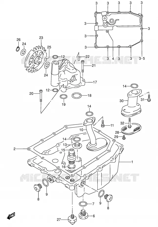 CARTER INFERIEUR - POMPE A HUILE Suzuki MOTO 600 RF 1993  RF600RP(E2)