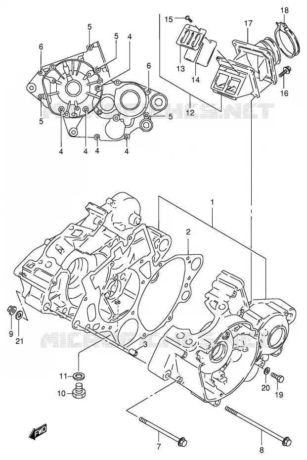 CARTER (MODELE T/V) Suzuki MOTO 125 RM 1996  RM125T(E2)