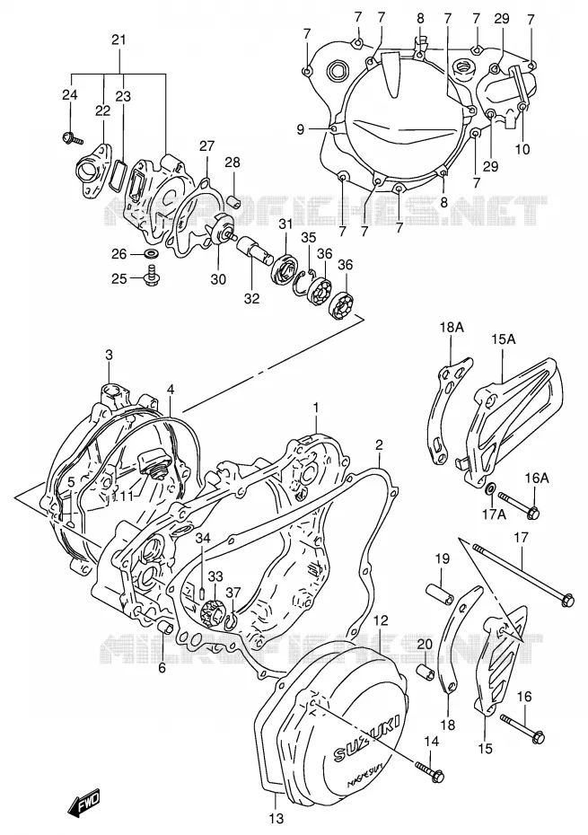 CARTER POMPE A EAU (MODELE T/V) Suzuki MOTO 125 RM 1999  RM125X(E2)