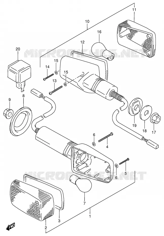 CLIGNOTANTS (MODELE T/V/W) Suzuki MOTO 900 RF 1997  RF900RV(E2)