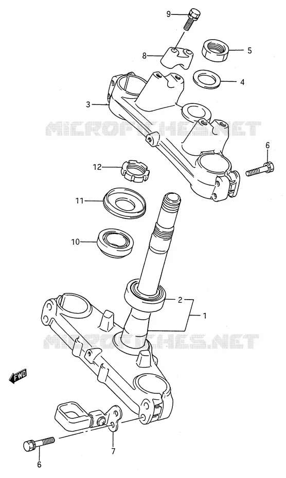 COLONNE DE DIRECTION (MODELE K) Suzuki MOTO 125 RM 1989  RM125K(E28)
