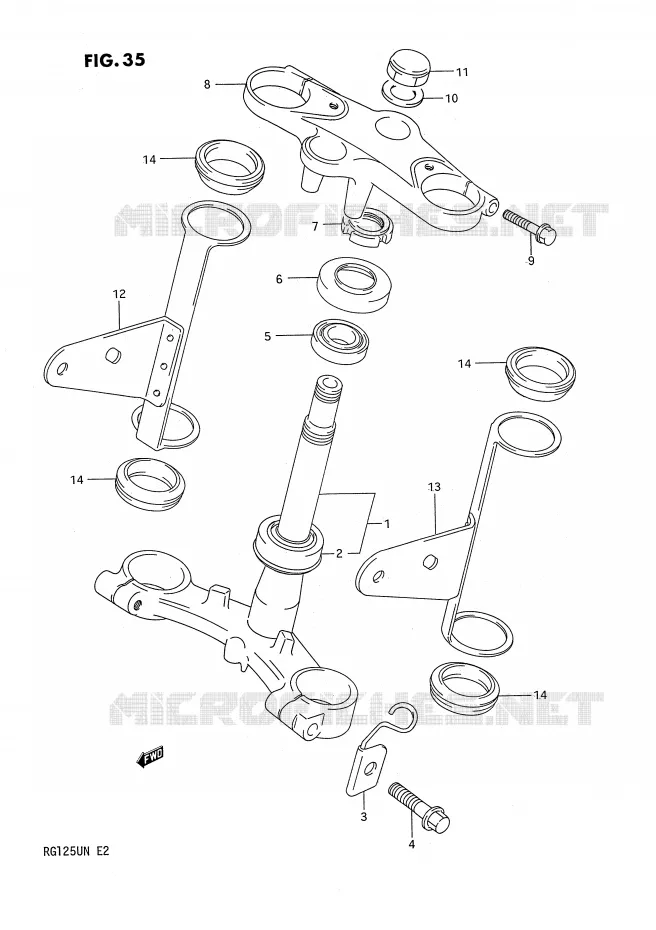 COLONNE DE DIRECTION Suzuki MOTO 125 RG 1992  RG125UN(E2)