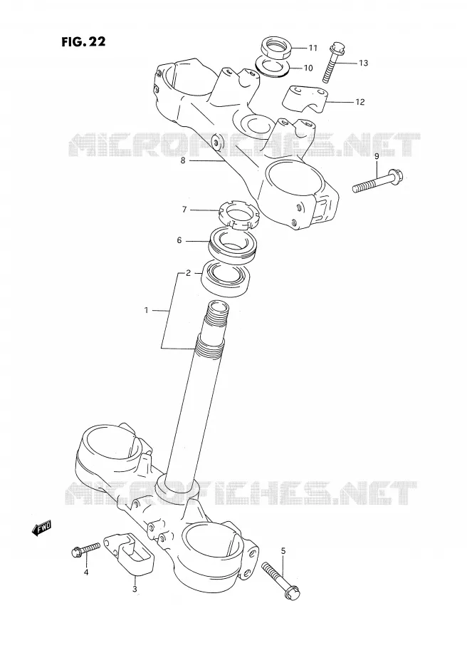 COLONNE DE DIRECTION Suzuki MOTO 250 RM 1995  RM250S(E2)