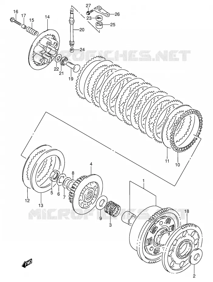 EMBRAYAGE (MODELE P/R) Suzuki MOTO 600 RF 1993  RF600RUP(E2)