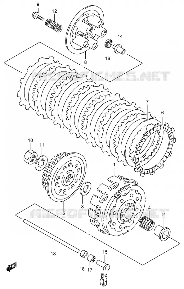 EMBRAYAGE (MODELE W/X/Y) Suzuki MOTO 125 RM 1999  RM125X(E2)