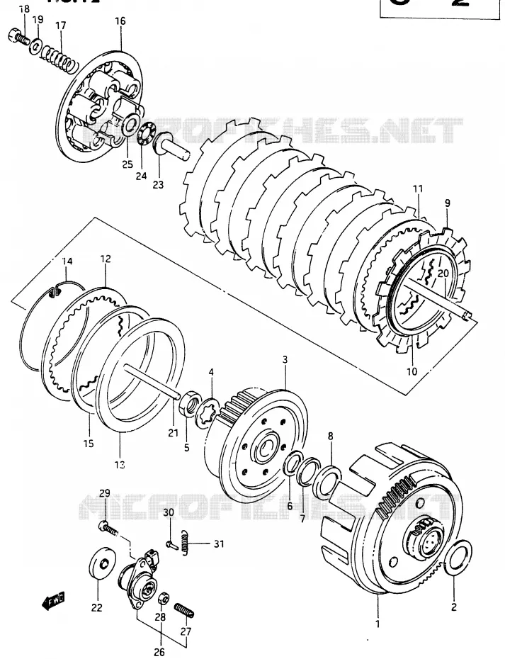 EMBRAYAGE Suzuki MOTO 250 RG 1987  RG250FCH(G/H)