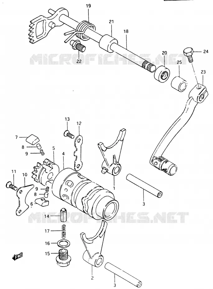 ENSEMBLE DE SELECTION DE VITESSES (MODELE Z) Suzuki MOTO 465 RM 1981  RM465X(X/Z)