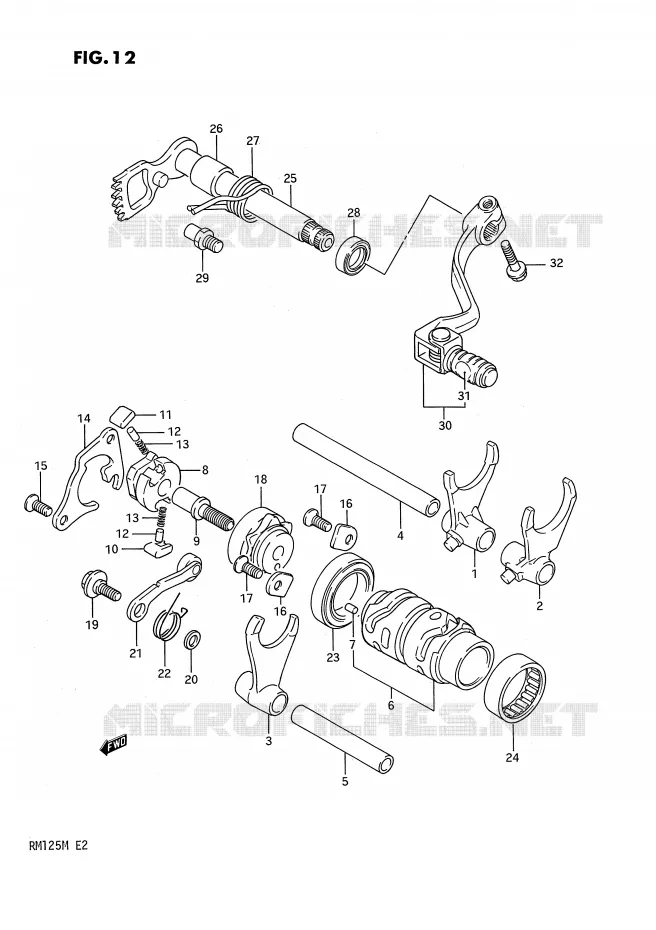 ENSEMBLE DE SELECTION DE VITESSES Suzuki MOTO 125 RM 1991  RM125 M (E02,E04,E24)