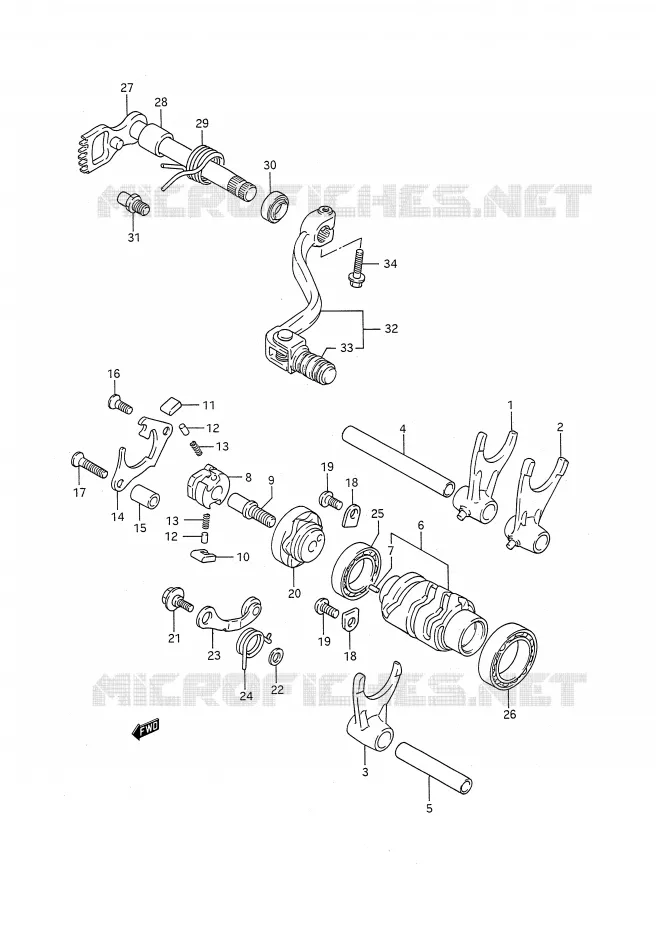 ENSEMBLE DE SELECTION DE VITESSES Suzuki MOTO 250 RM 1989  RM250K(E28)