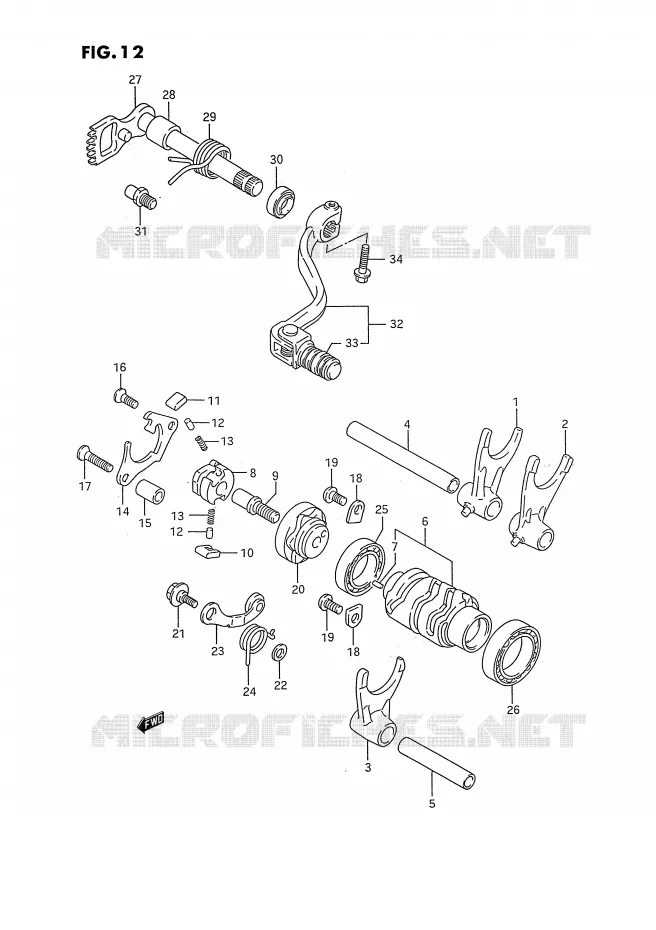 ENSEMBLE DE SELECTION DE VITESSES Suzuki MOTO 250 RM 1994  RM250R(E2)