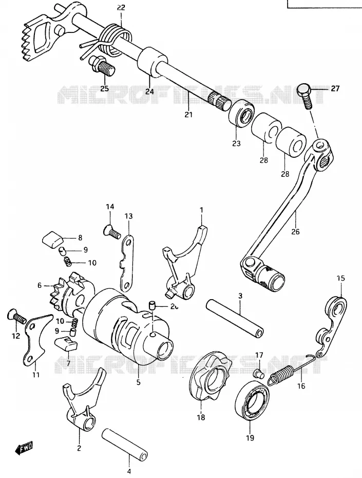 ENSEMBLE DE SELECTION DE VITESSES Suzuki MOTO 500 RM 1984  RM500E(D/E)