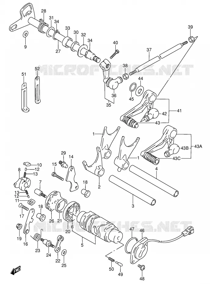 ENSEMBLE DE SELECTION DE VITESSES Suzuki MOTO 600 RF 1995  RF600RS(E2)