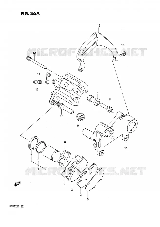 ETRIER DE FREIN ARRIERE (MODELE L) Suzuki MOTO 125 RM 1990  RM125L(E2)