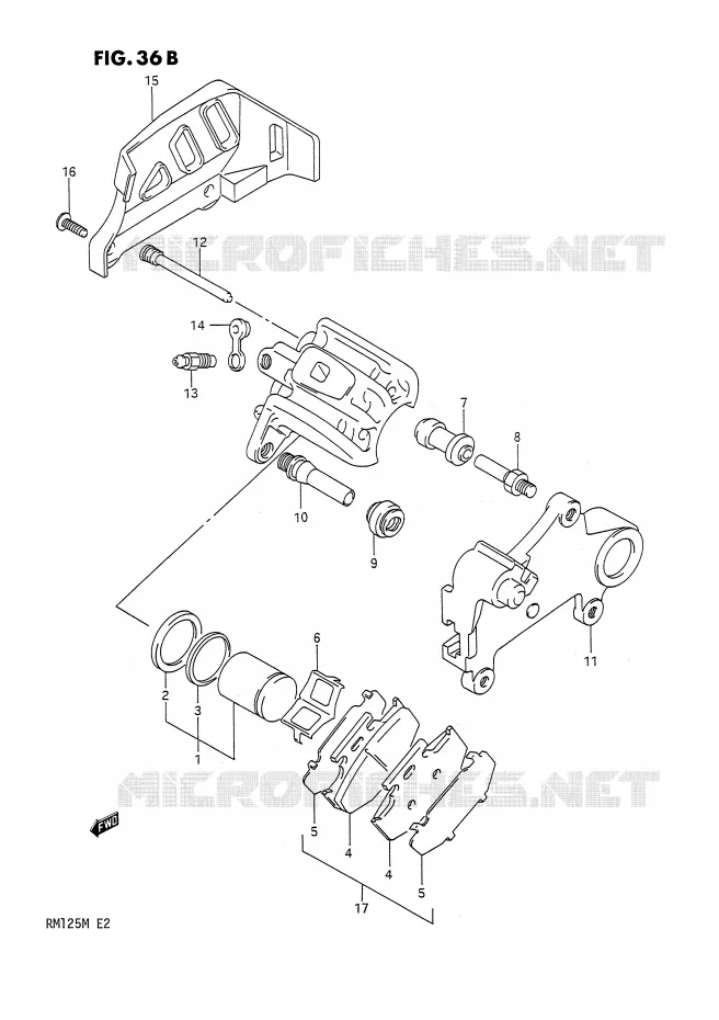 ETRIER DE FREIN ARRIERE (MODELE M) Suzuki MOTO 125 RM 1990  RM125L(E2)