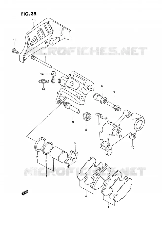 ETRIER DE FREIN ARRIERE (MODELE N) Suzuki MOTO 125 RM 1995  RM125S(E2)