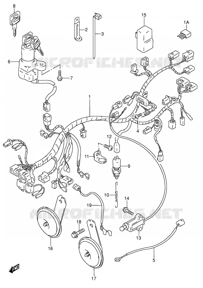 FAISCEAU ELECTRIQUE (MODELE P/R) Suzuki MOTO 600 RF 1997  RF600RUV(E2)