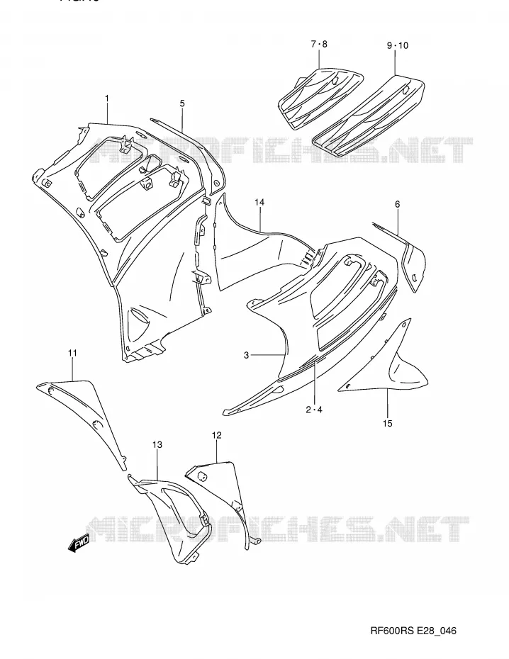 FLANCS DE CARENAGES (MODELE P/R) Suzuki MOTO 600 RF 1994  RF600RR(E28)