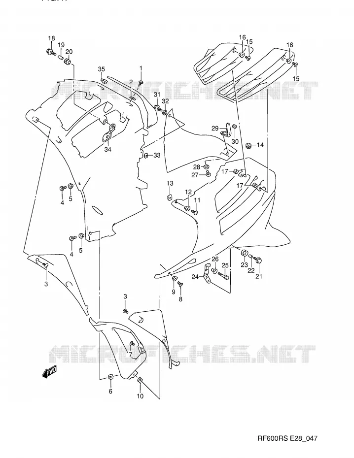 FLANCS DE CARENAGES Suzuki MOTO 600 RF 1993  RF600RP(E28)